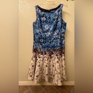 Floral Blue and White hombre Sleeveless Dress by J. Taylor